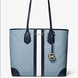 Michael Kors Eva Large Logo Stripe Tote Bag